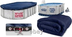 10-Foot-By-15-Foot Oval Pool Liner Pad & Oval Pool Cover Above Ground Pool Pro