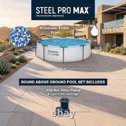 10' x 30 Above Ground Pool Steel Frame Round Swimming Pool Set Filter Pump