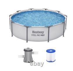 10ft Round Above Ground Swimming Pool Steel Frame Prismatic Stone Pump Set Patio