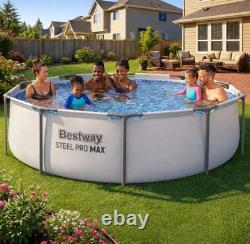 10ft Round Above Ground Swimming Pool Steel Frame Prismatic Stone Pump Set Patio