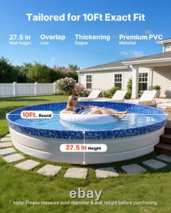 10ft Round Pool Liner Overlap 27.5in Wall Above Ground Steel Pool Crystal