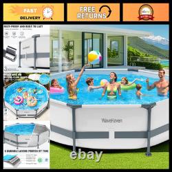 10ft x 30in Above Ground Swimming Pool Durable Frame, Easy Setup, Grey