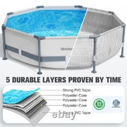 10ft x 30in Above Ground Swimming Pool Durable Frame, Easy Setup, Grey