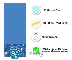 12' Round Overlap Swirl Bottom Above Ground Swimming Pool Liner 25 Gauge