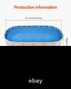 12 x 24 ft Oval Pool Liner, Unibead Above Ground Pool Liners, 52in Wall Height