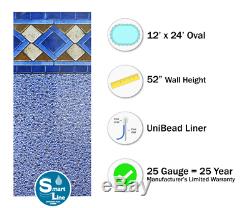 12' x 24' x 52 Oval Unibead Mosaic Above Ground Swimming Pool Liner 25 Gauge