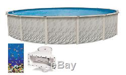 12'x52 Ft Round MEADOWS Above Ground Swimming Pool with Caribbean Fish Liner Kit