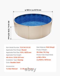 15-Ft round above Ground Pool Liner, Overlap Pool Liners, Standard Gauge Vinyl