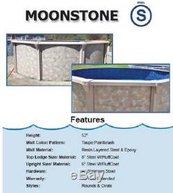 15' x 30' 52 Oval Above Ground Swimming Pool Steel Wall Moon Stone Pool & Liner