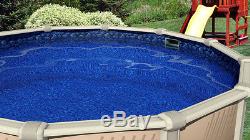 15'x52 Ft Round MEADOWS Above Ground Swimming Pool with Boulder Swirl Liner Kit