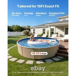 15ft Round Overlap Pool Liner 54in Wall Height Durable Vinyl with Boulder