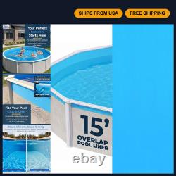 15ft Round Overlap Pool Liner for Above Ground Pools Durable Blue Design