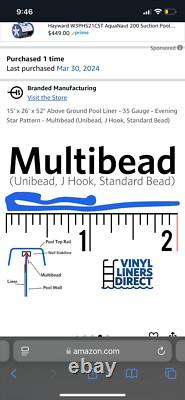 15x25x52 above ground, multi-beaded oval 35 gauge pool liner