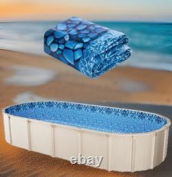 15x30' Bluewave Oval Standard 48/54 Deep Pool Gauge Overlap Liner In Blue