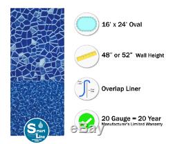 16' x 24' Oval Overlap Cracked Glass Above Ground Swimming Pool Liner 20 Gauge