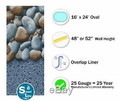 16' x 24' Oval Overlap Rock Island Above Ground Swimming Pool Liner 25 Gauge