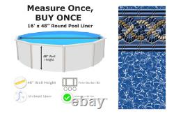 16' x 48 Round Unibead 20 Gauge Swimming Pool Liner (Choose Pattern)