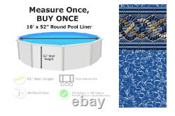 16' x 52 Round Unibead 20 Gauge Swimming Pool Liner (Choose Pattern)