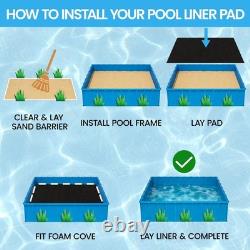 16x32 ft Rectangle Above Ground Pool Liner Pad, Geotextile Underlayment, Punctur