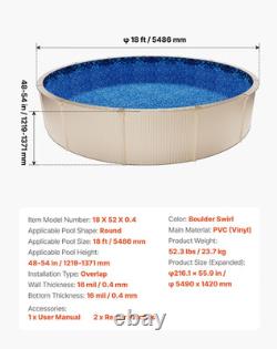 18-Ft round above Ground Pool Liner, Overlap Pool Liners, Thickend Upgraded Gaug