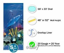 18' x 33' Oval Overlap Dolphin Above Ground Swimming Pool Liner 20 Gauge
