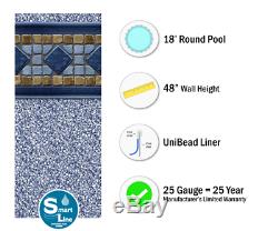 18' x 48 Round Unibead Laguna Tile Above Ground Swimming Pool Liner 25 Gauge