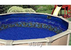 18'x52 Ft Round MEADOWS Above Ground Swimming Pool with Caribbean Fish Liner Kit