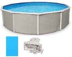 18'x52 Steel Wall Belize Above Ground Pool and Skimmer with Solid Blue Liner
