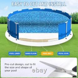 18FT White Pool Liner Pad, Seamless Above Ground Pool Liner, 10oz/yd² Pre-Cut He