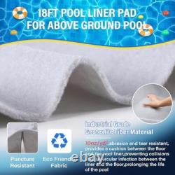 18FT White Pool Liner Pad, Seamless Above Ground Pool Liner, 10oz/yd² Pre-Cut He