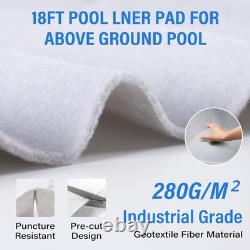 18FT White Pool Liner Pad, Seamless Above Ground Pool Liner, 280G/M² Pre-Cut H