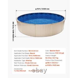 18ft Round Above Ground Swimming Pool Liner, Overlap for 52 High Steel Walls