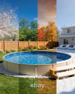 18ft Round Pool Liner Overlap 52in Wall Above Ground Steel Pool Boulder Swirl