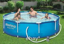 18in1 BestWay SWIMMING POOL 305cm 10FT Garden Round Frame Ground Pool + PUMP SET