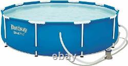 18in1 BestWay SWIMMING POOL 305cm 10FT Garden Round Frame Ground Pool + PUMP SET