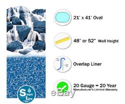 21' x 41' Oval Overlap Waterfall Above Ground Swimming Pool Liner 20 Gauge