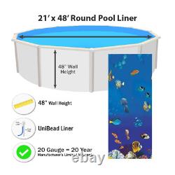 21' x 48 Round Unibead 20 Gauge Swimming Pool Liner (Choose Pattern)