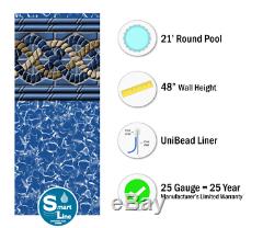 21' x 48 Round Unibead Mystri Gold Above Ground Swimming Pool Liner 25 Gauge