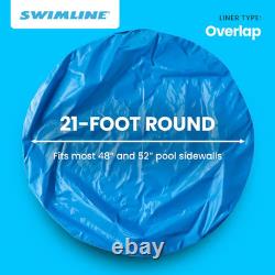 21Ft. Solid Blue round above Ground Swimming Pool Overlap Liner