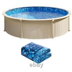 24' Above Ground Swimming Overlap Blue Pool Liner, Round for 54 Steel Wall