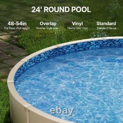 24' Above Ground Swimming Overlap Blue Pool Liner, Round for 54 Steel Wall