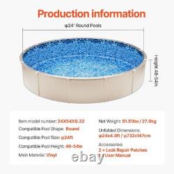 24' Above Ground Swimming Overlap Blue Pool Liner, Round for 54 Steel Wall