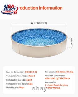 24-Ft Round Above Ground Pool Liner, Standard Gauge, 52In Wall Height