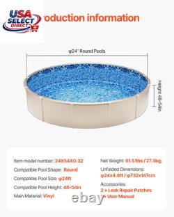 24-Ft Round Above Ground Pool Liner, Standard Gauge Vinyl