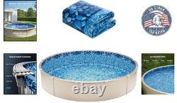 24-ft Round Above Ground Pool Liner Durable Vinyl, Easy Installation & Comfort