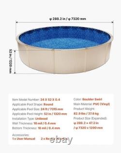 24-ft Round Above Ground Pool Liner, Unibead Pool Liners, Upgraded Thickened
