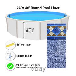 24' x 48 Round Unibead 20 Gauge Swimming Pool Liner (Choose Pattern)