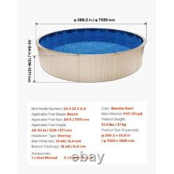 24ft Above Ground Swimming Pool Liner, Round Overlap 52 High
