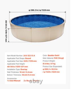 24ft Round Pool Liner Overlap Above Ground, 52 Wall, Premium Vinyl