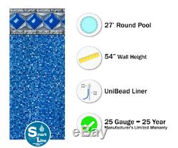 27' x 54 Round Unibead Crystal Tile Above Ground Swimming Pool Liner 25 Gauge